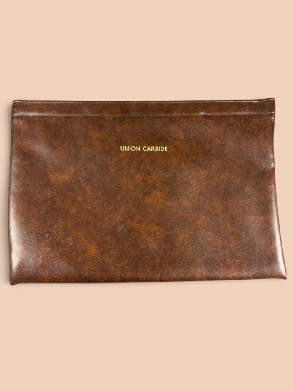 Vintage Union Carbide Brown Portfolio Document Case Corporate Memorabilia 17x12